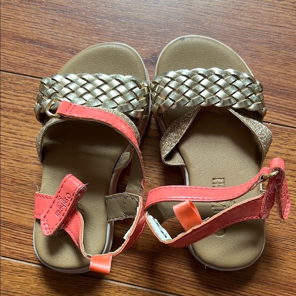 Oshkosh Roddler Gold and Coral Sandals - Picture 1 of 3